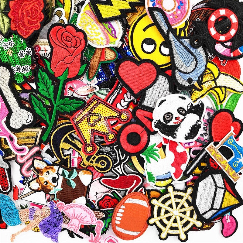 Dandan DIY Libiline 100pcs Random Assorted Styles Embroidered Patch Applique Clothes Dress Plant Hat Jean DIY - Image 1